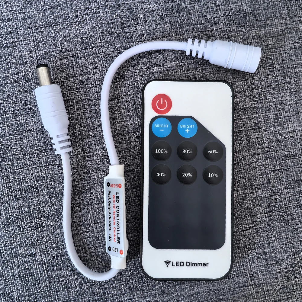 DC5-24V Mini 9 Keys LED Dimmer Controller Two Wire DC RF Remote For Single Color Neon Tube COB 2835 5050 5730 Led Strip Light