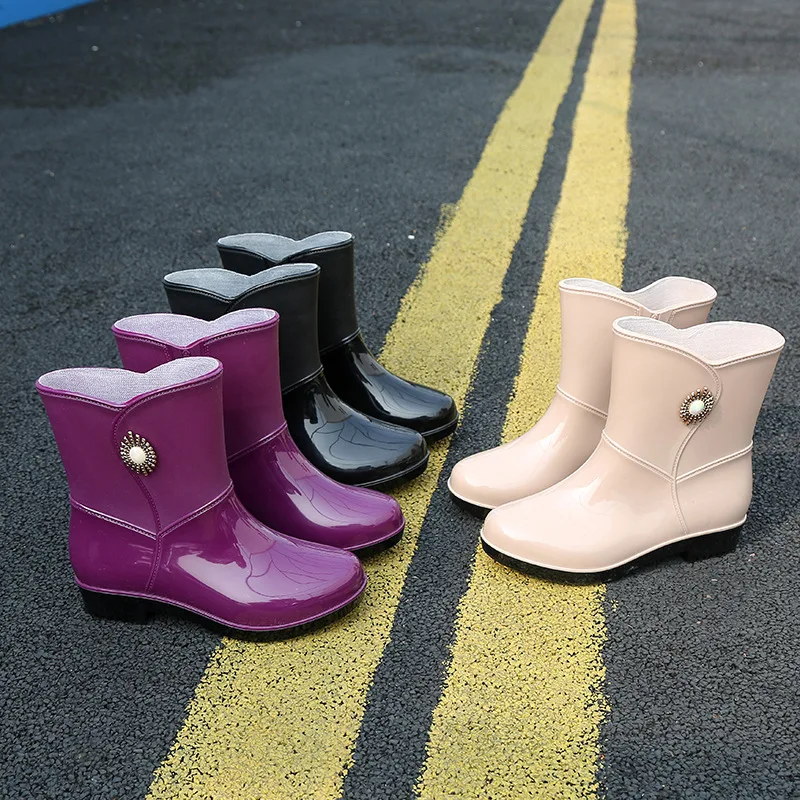 Regenlaarzen Vrouwen Regenschoenen Waterdicht Werk Veiligheid Tuin Overschoenen Vrouwelijke Rubberen Laars Olie-Proof Antislip Keukenschoenen