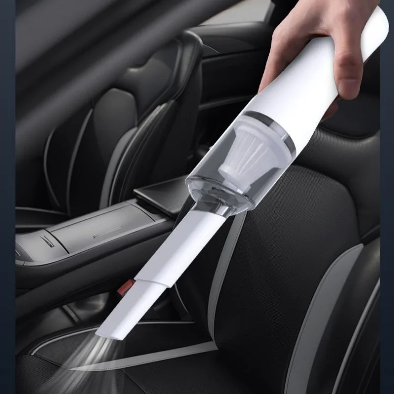 مكنسة كهربائية محمولة للسيارة، شفط قوي، شحن لاسلكي، بدون كيس، مناسبة للاستخدام المنزلي والسيارة