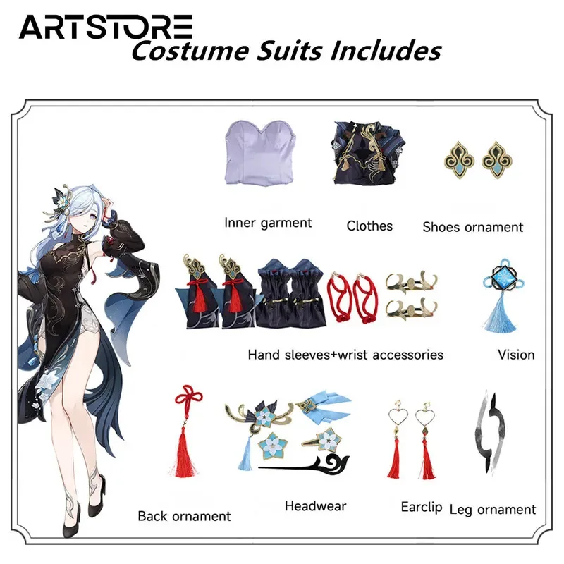 2025 yiyi Game Genshin Impact Shenhe Cosplay Kostüm Rollenspiel Comic Con Kleid Hallowmas Party Perücke Anime Prop
