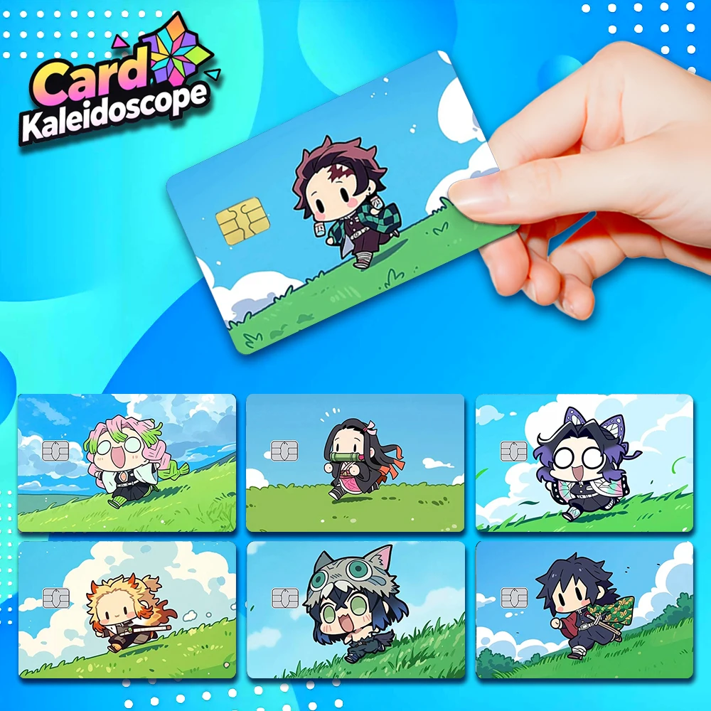 

Cute Style Demon Slayer Credit Card Skin Sticker Cute Chibi Matte Stickers for VISA JCB Mastercard and Other IC Card Decorations