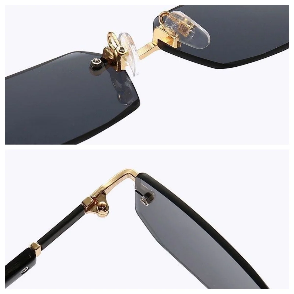 แว่นกันแดดกรอบโลหะสำหรับผู้ชาย แว่นกันแดดทรงสี่เหลี่ยม แว่นกันแดดโลหะย้อนยุค แฟชั่นถ่ายภาพแนวสตรีท สไตล์สตรีท