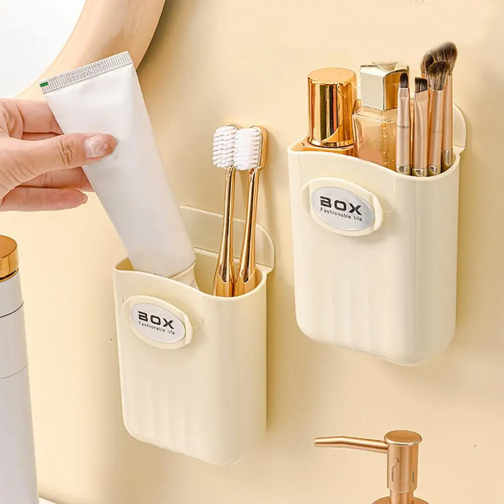 Caja de almacenamiento para brochas de maquillaje, organizador montado en la pared, estante de gran capacidad, soporte para bolígrafos, artículos diversos de papelería