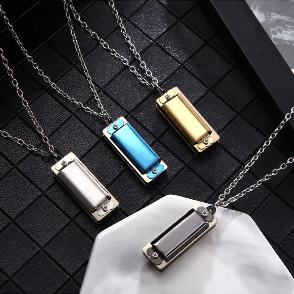 1Pc Sweater Chain Female Necklace Mini Harmonica Necklace Korean Style Necklace Mouth Organ Necklace