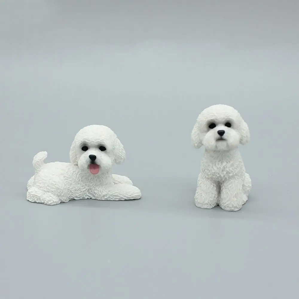 Simulation Poodle Dog Figures Resin Crafts Miniature Figurine Mini Animal Ornament Kawaii Desktop Decoration Dog Action Figures