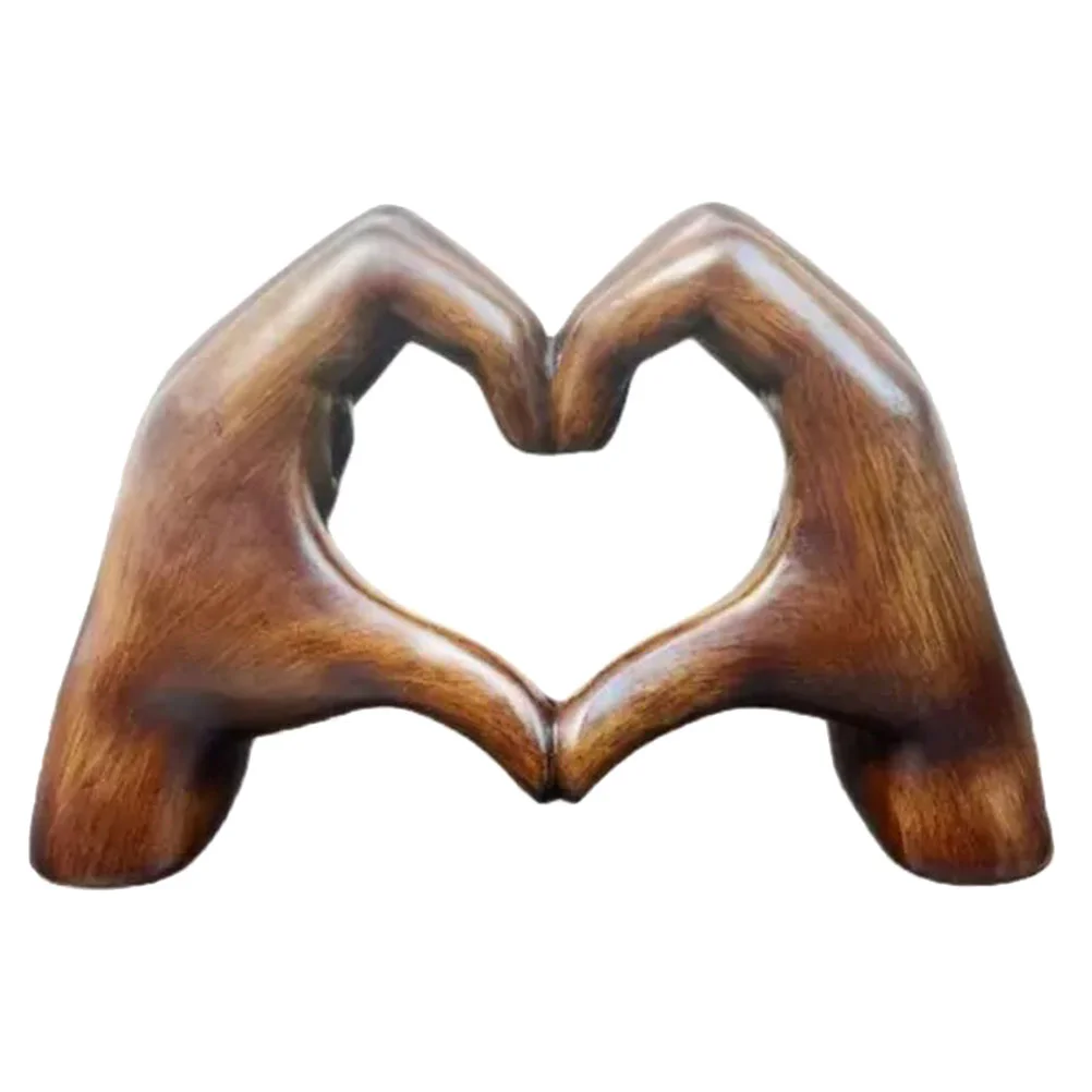 Love Gesture Ornaments Resin Craftwork Desktop Home Decor Heart Finger Crafts Statue Hand Style