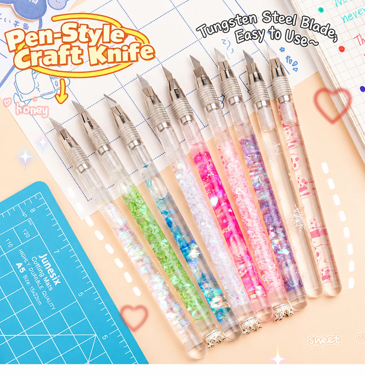Sticker Cutting Knife Clear Paper Cutter Pen-Shaped Craft Knife 30-Degree Angled Diy Craft Knife For Card Making Office Paper