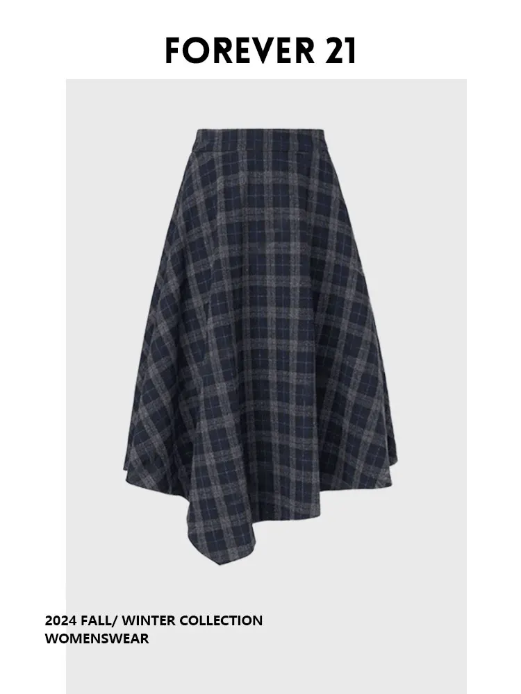 

Юбка Forever 2 Design Sense А-силуэта с бахромой, асимметричная, в клетку, винтажная, женская, больших размеров, осенняя коллекция