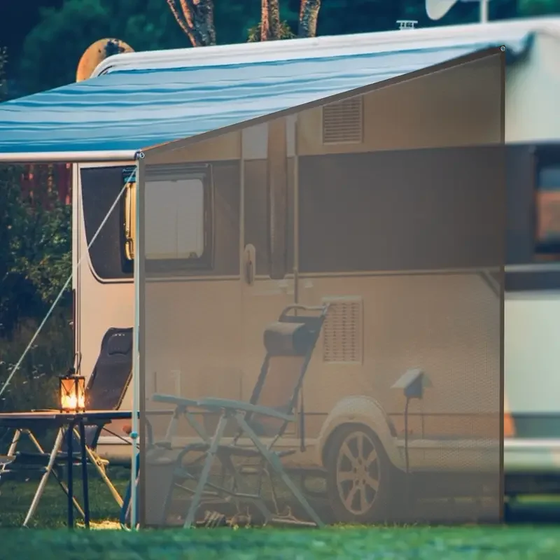 RV Awning Side Sunshade Mesh 9ft X 7ft Black PVC Mesh Screen Sun Shade With Complete Kits For Caravan Motorhome