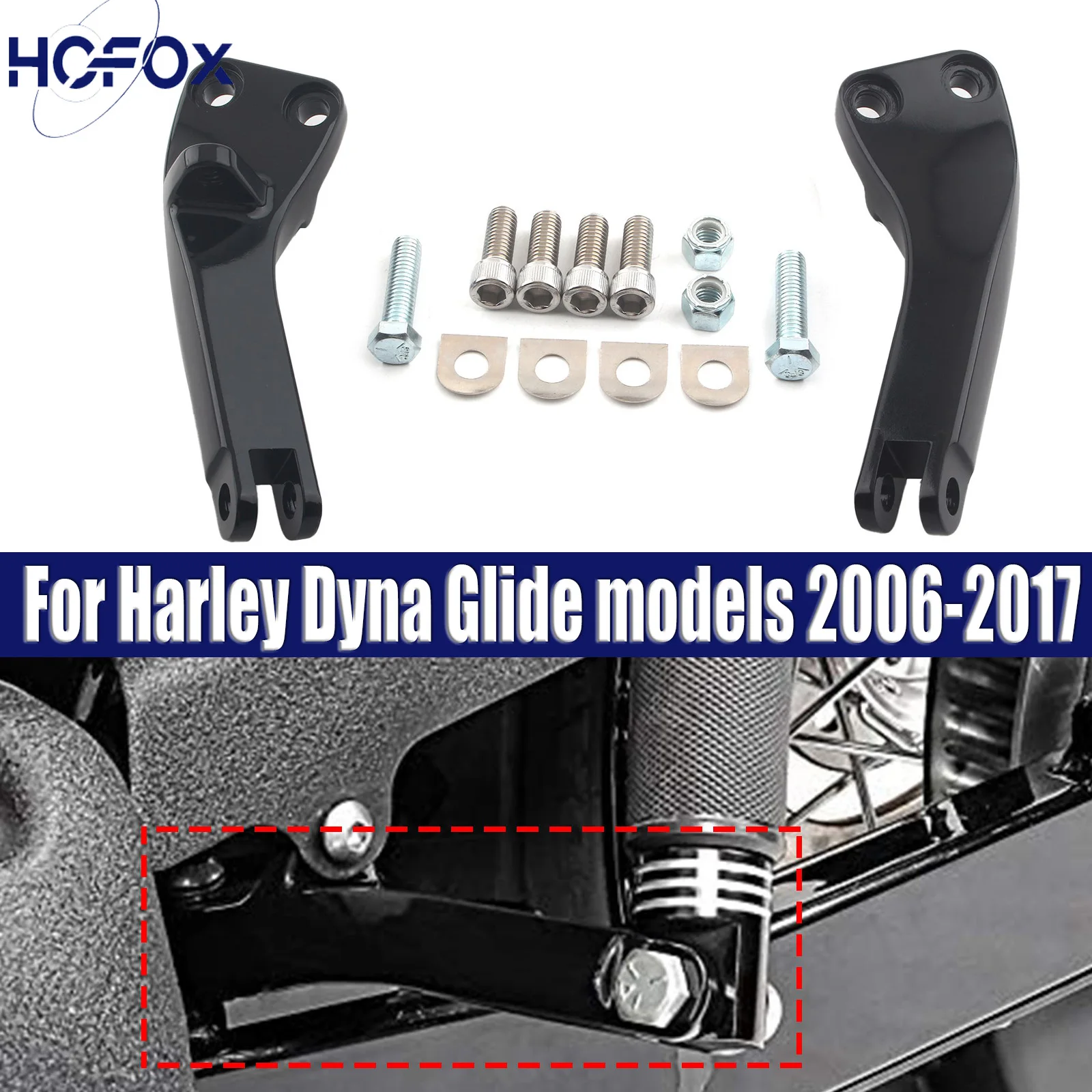 

For Harley Dyna Low Rider FXDL FXDWG Motorcycle Rear Passenger Footpeg Support Kit Mounting Brackets