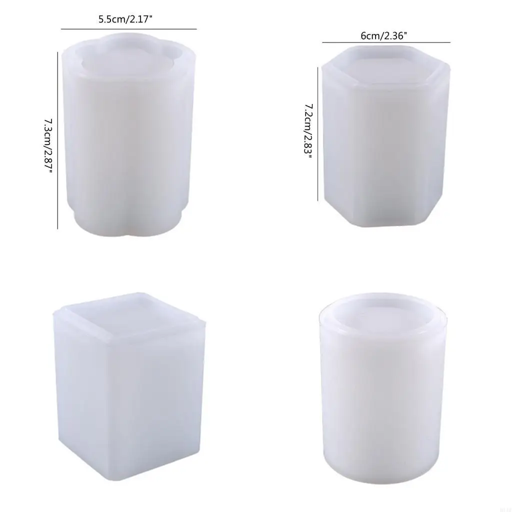 91AF Small DIY Resin Mold Silicone Moulds Flower Pot Planter Pot Pen Holder Makeup Brushes Container Jewelry Storage
