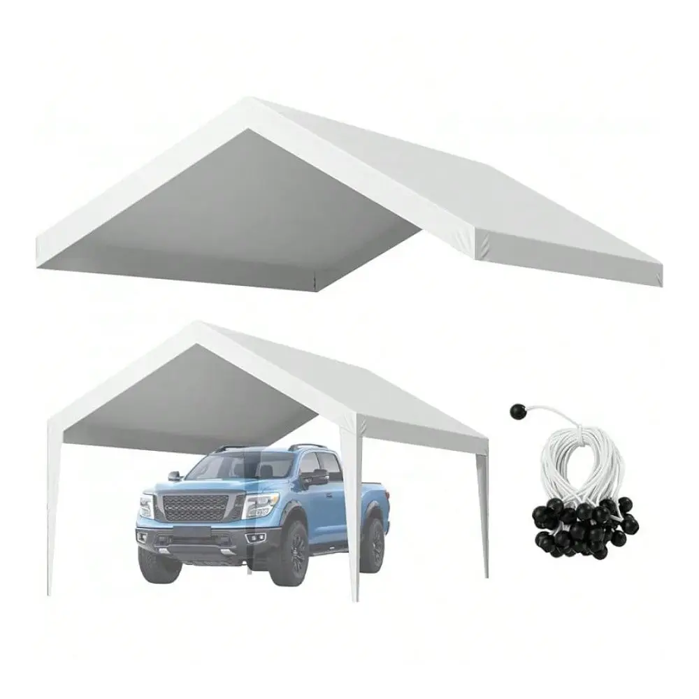 

Replacement Canopy Cover, 20 X 20 Ft Potable Garage Tent Top Tarp With Sidewalls, UVResistant Waterproof, Heavy Duty Car Shelte