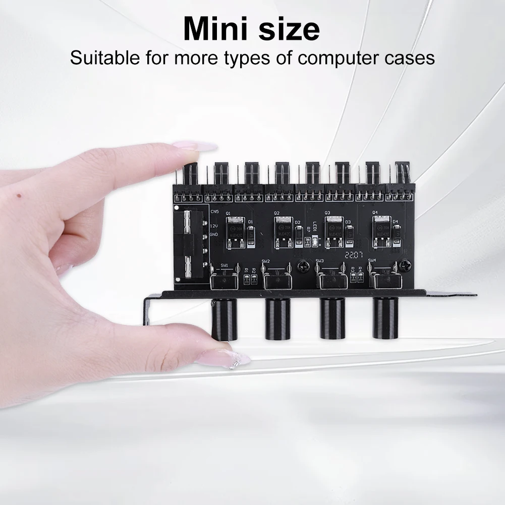 CPU Cooling Fan HUB SATA/4 Pin Adapter 8 Channel PWM Cooler Fan HUB 4 Knob PC Case Cooling Fan Hub for PC Computer