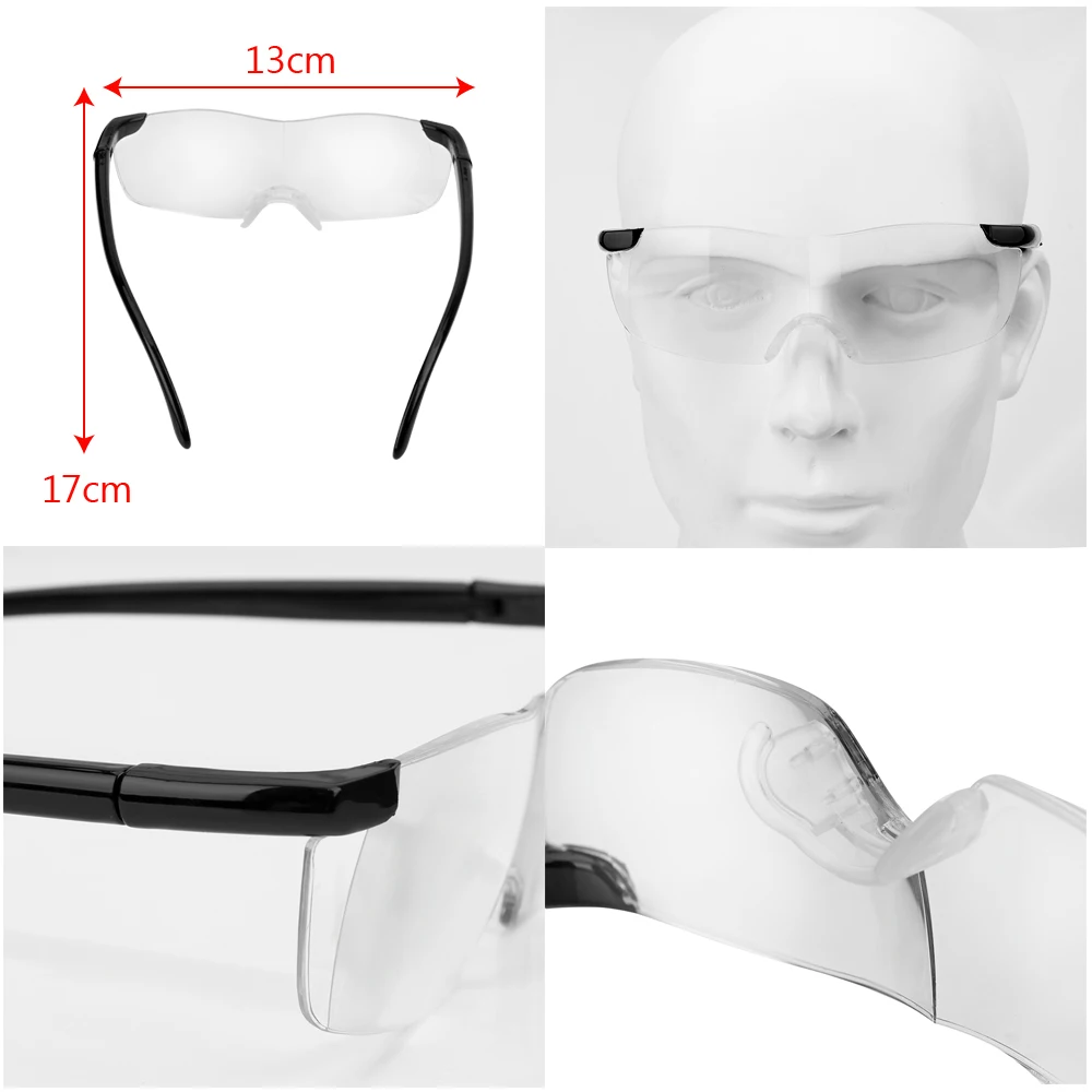 Magnifiers Eyewear Hand Tool Set Working Goggles Eye Protection 1.6 Times Magnifying Glass 250 Degree Presbyopic Glasses