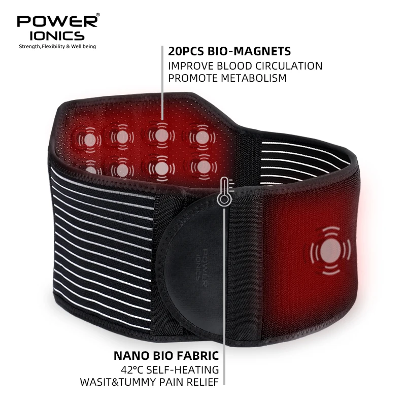 New Power Ionics Soft Safty Self-Heating Magnet Massage Adjustable Strap Waist Tummy Pain Relief Brace Support Pad