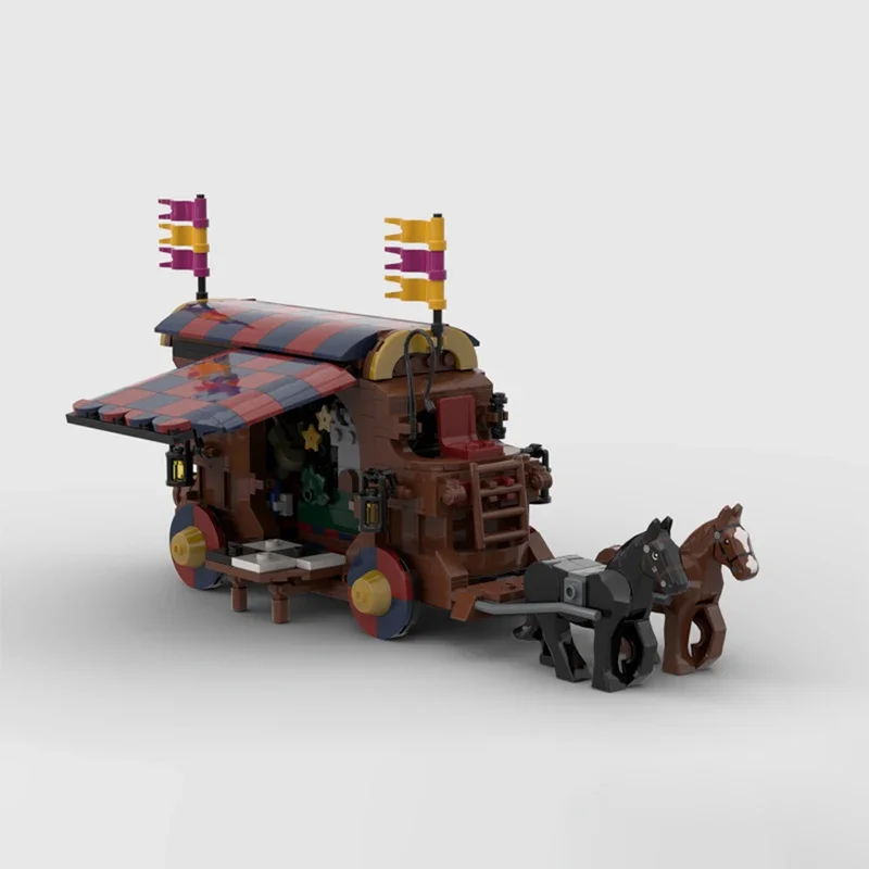 491pcs Moc Medieval Bardic Performance Wagon Modular Model Building Bricks DIY Sets Assembly Blocks Toys Kids Christmas Gifts