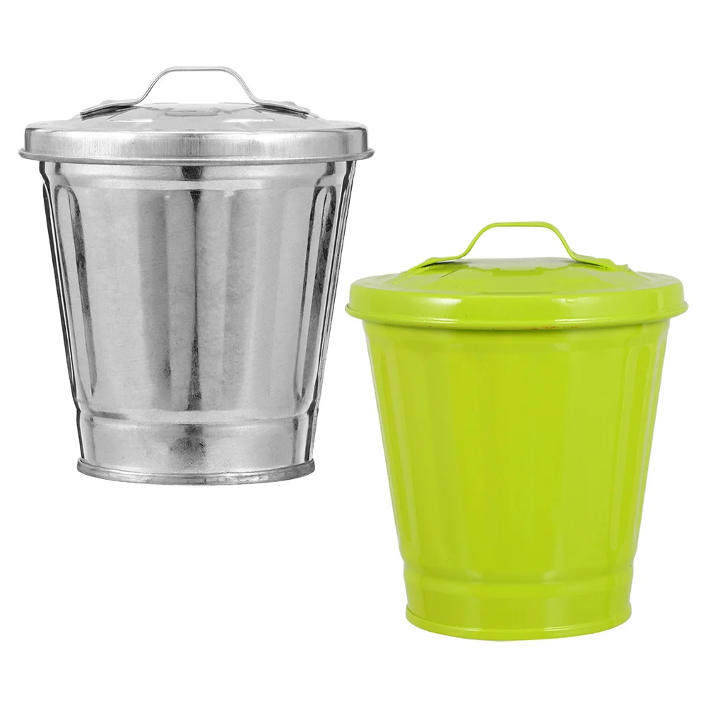 

2Pcs Desktop Storage Holder Multi-Functional Trash Can Small Waste Bin Organizer for Home Office Trash Can Waste Paper Container