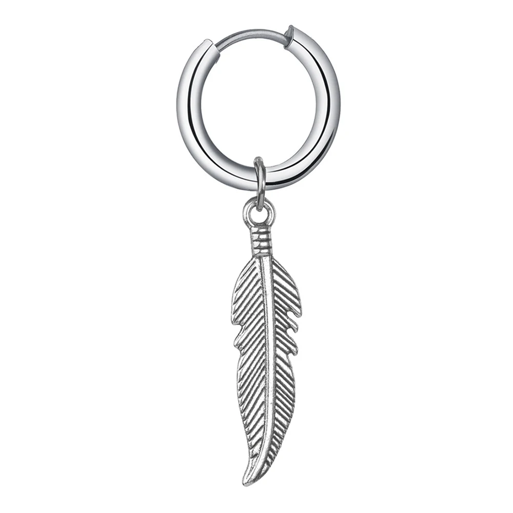 Trendy Women Gothic Hoop Earrings Leaf Skull Lightning Lock Long Chain Earrings For Cool Male Female Party Ear Jewelry Gift 1Pcs
