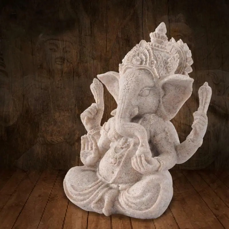 Feng Shui Resin Crafts India Elephant Head Buddha Statue Home Decoration 13.5cm
