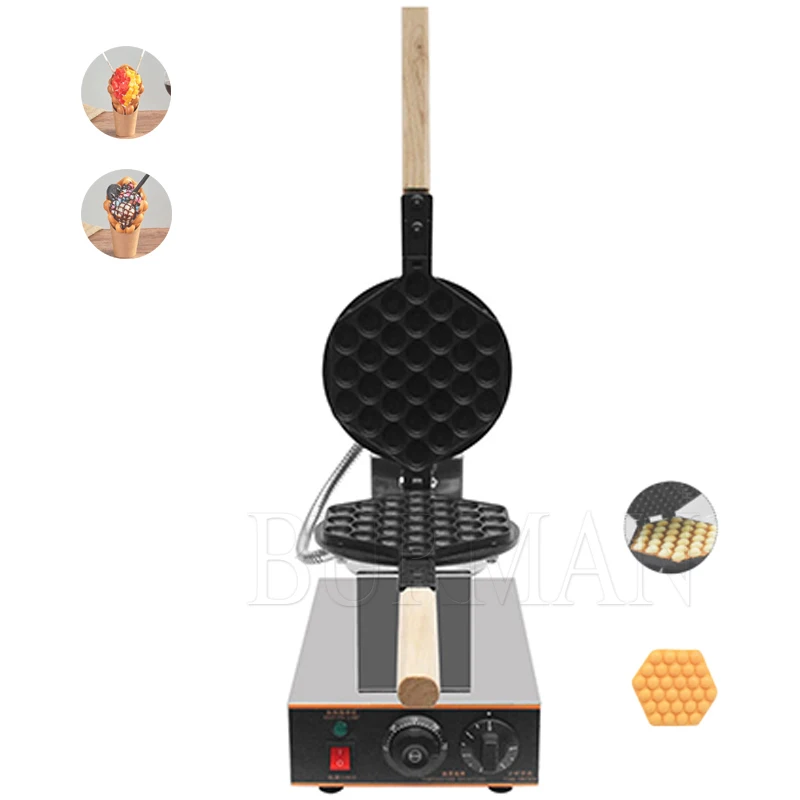 Bubble Waffle Maker Electric Egg Waffle Machine 180 Rotated Stainless Steel Non Stick Commercial Eggettes Puff Cake Snack