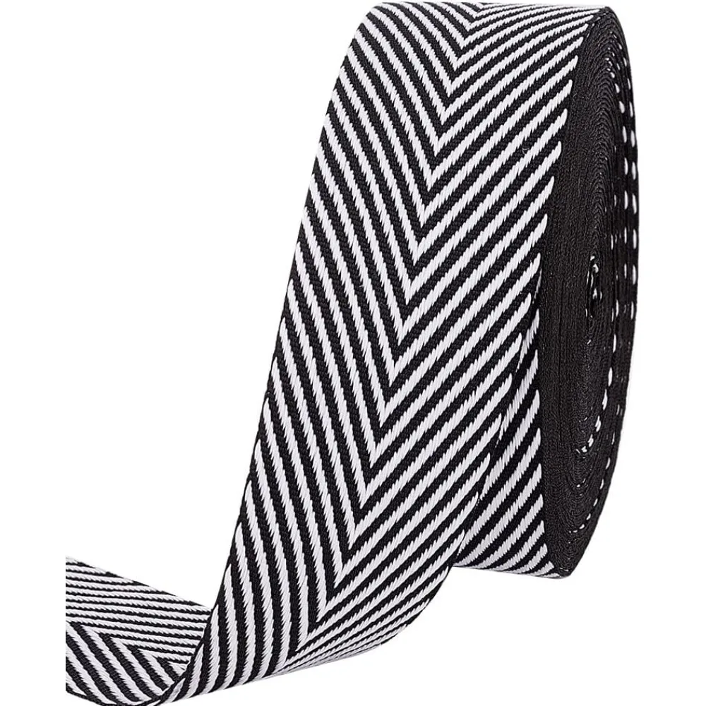 Polyester Twill Tape Ribbon Herringbone Ribbon Garment Accessories Black 1-5/8 inch(40mm)