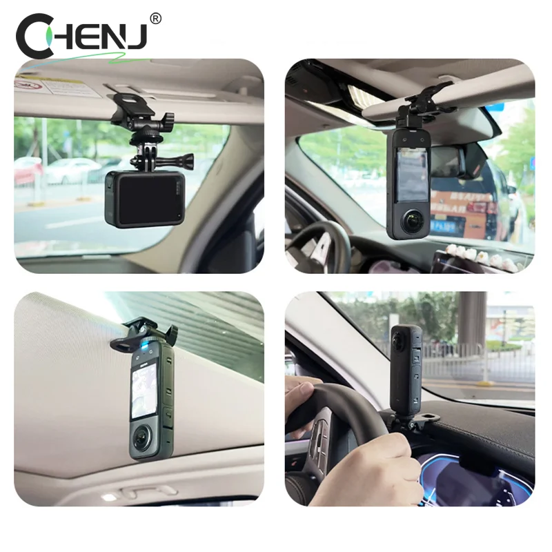 1PCS Car Sun Visor Camera Mount With Phone Clip For Cell Phone For Hero 12 11 10 9 8 For X3 One X2 Accessories