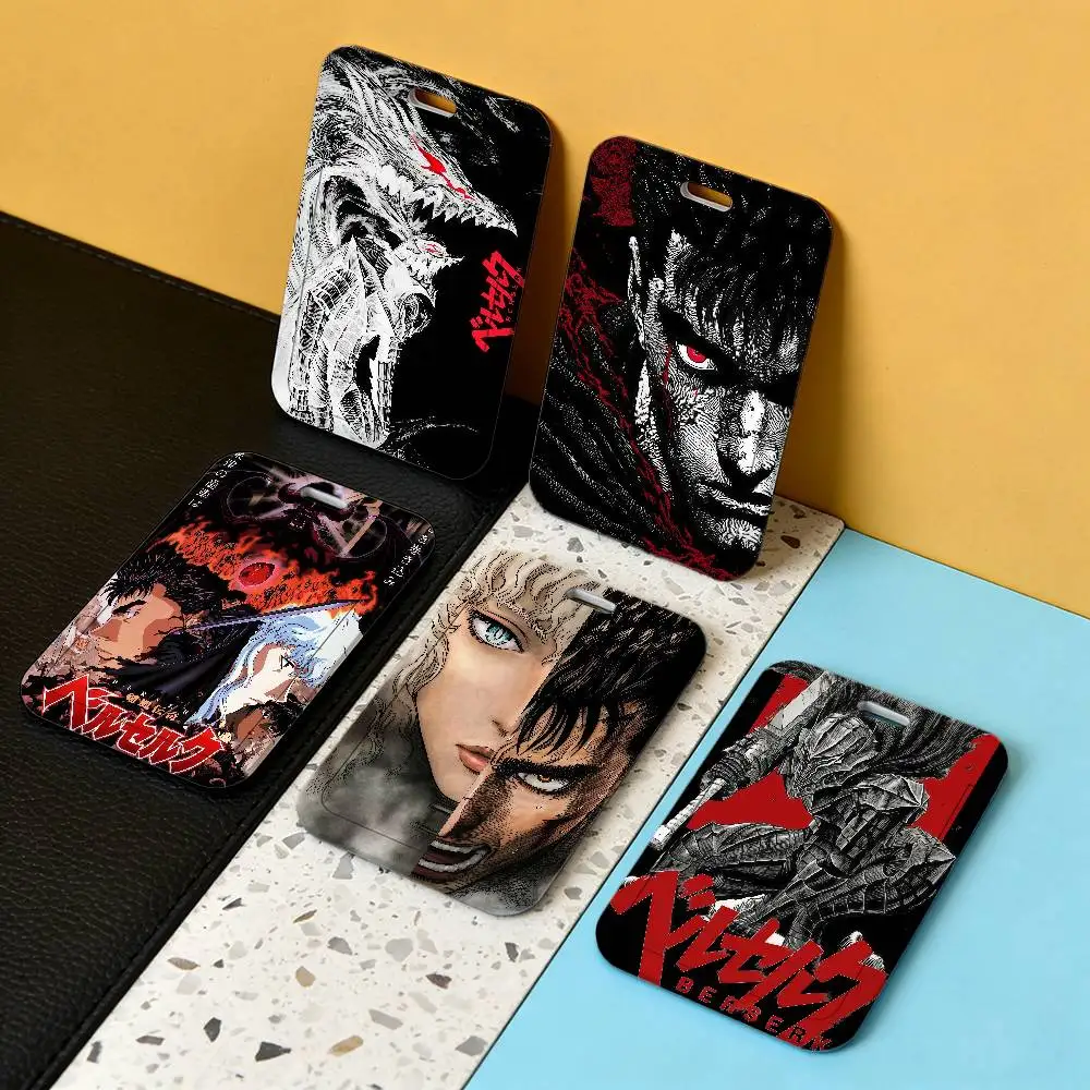 Lanière Anime B-Berserk Guts, porte-badge d'identification de travail, porte-carte photo pour étudiant, porte-badge d'employé, étui coulissant en plastique