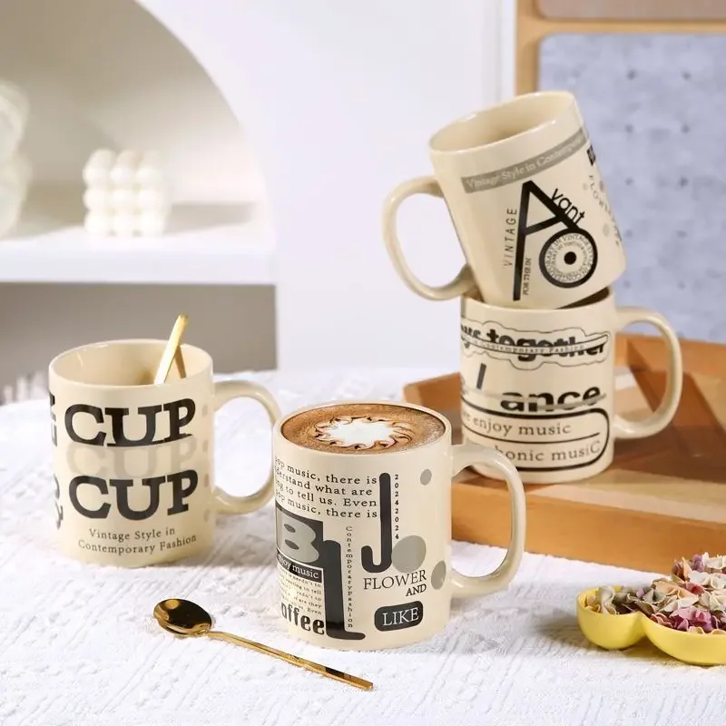 Alphabet Mug Creative Ceramic Breakfast Creative Retro Personality Water Cup Office Tea Coffee Cups Home Birthday Gift Drinkware
