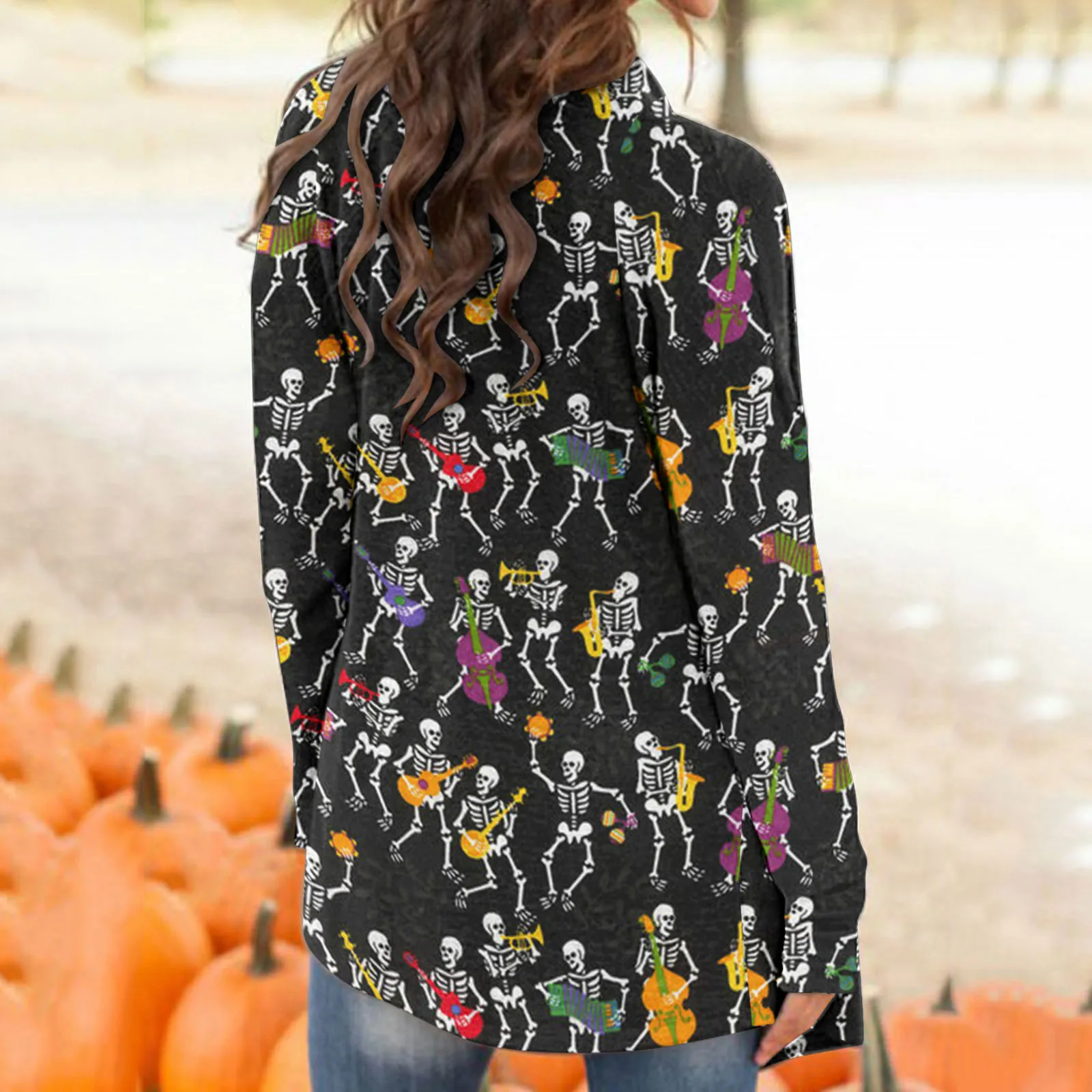 Cardigan For Women Halloween Casual Blouse Animal Cat Print Cardigan Coat Long Sleeve Tops Winter Business Clothes for Women