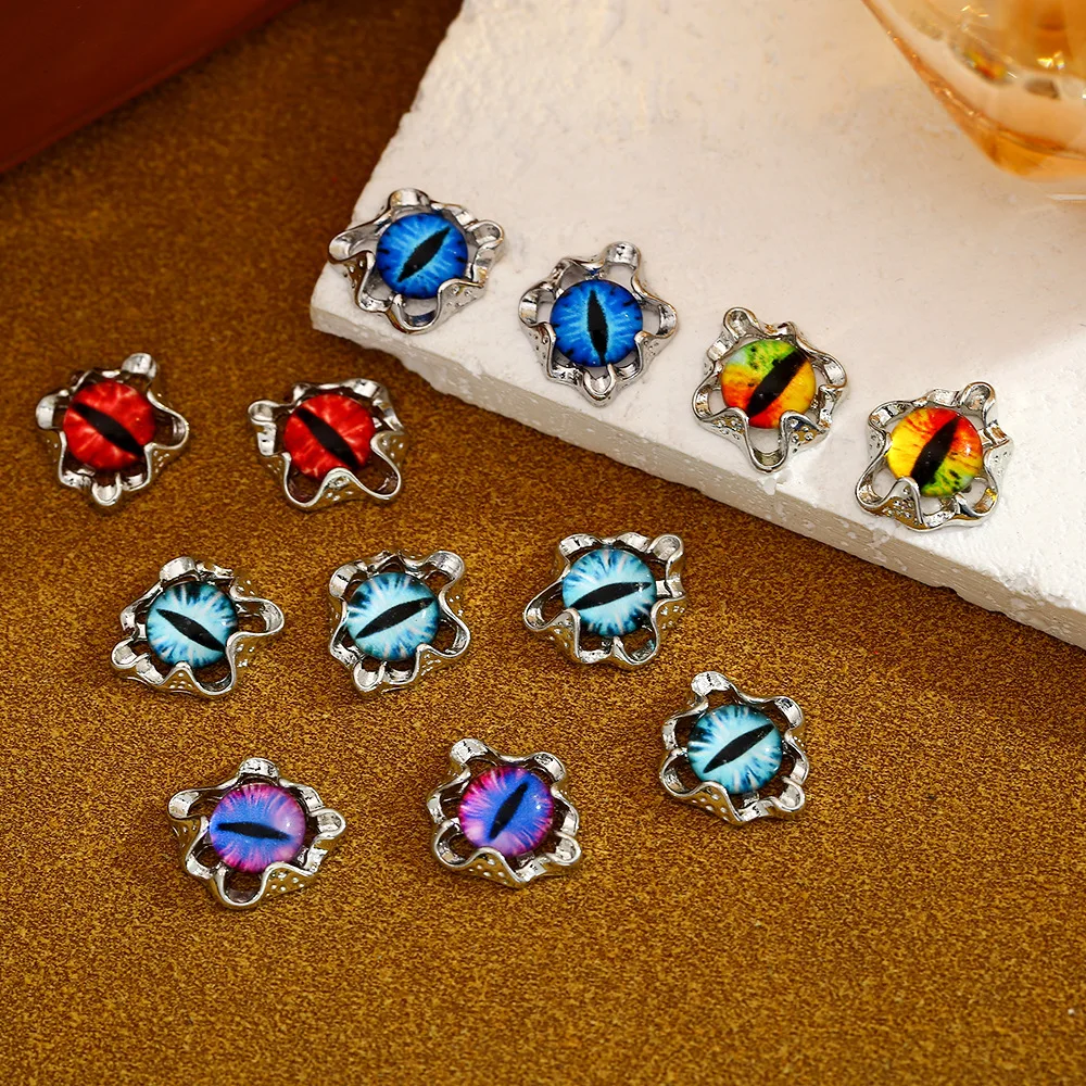 10PCS 3D 악마의 눈 네일 아트 참 눈알 눈동자 액세서리 손톱 장식을위한 합금 부품 매니큐어 장식 용품 재료