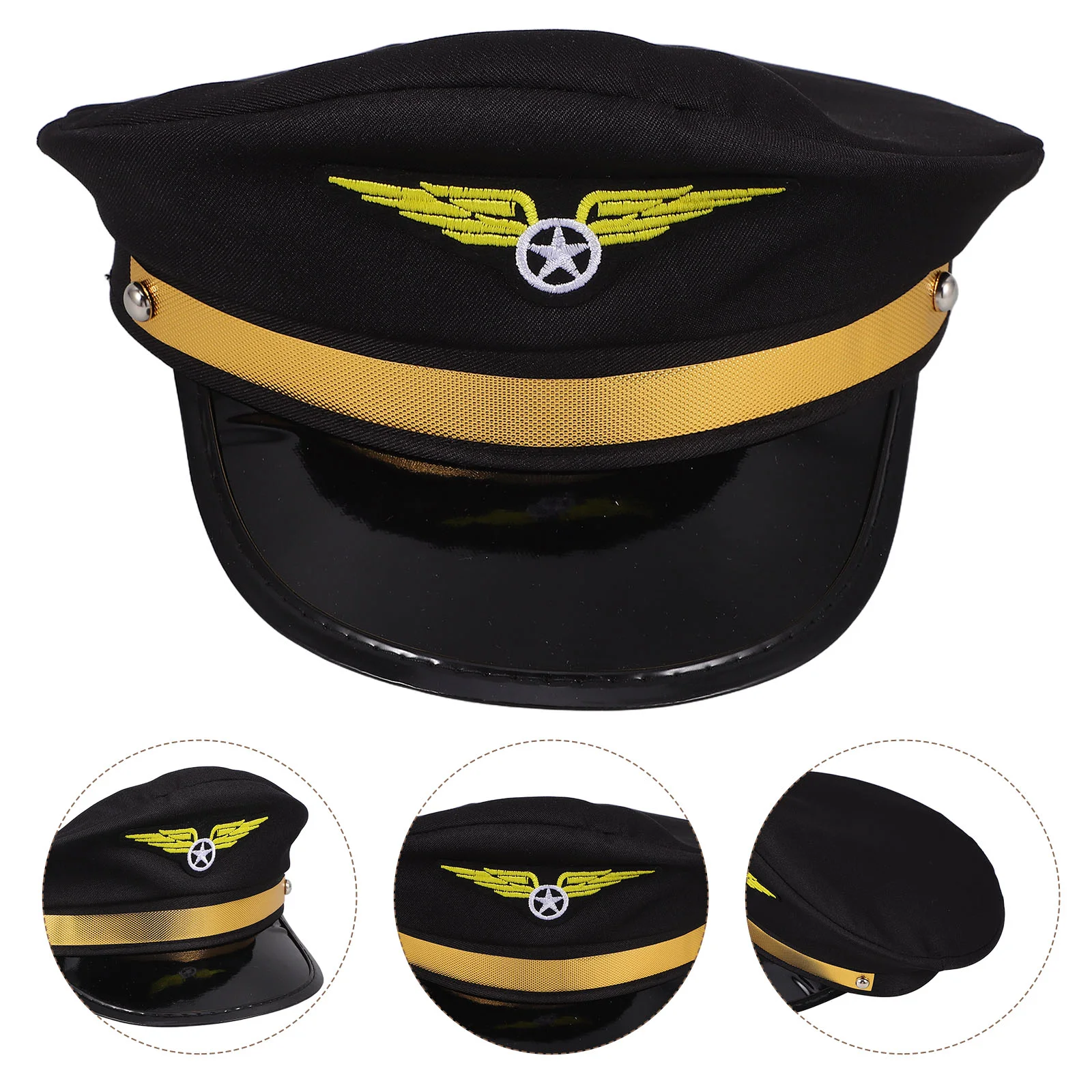 Airline Pilot Cap Fancy Dress Hat Airline Pilot Hat for Kids and Adults Adjustable Uniform Costume Cap for Halloween Cosplay and