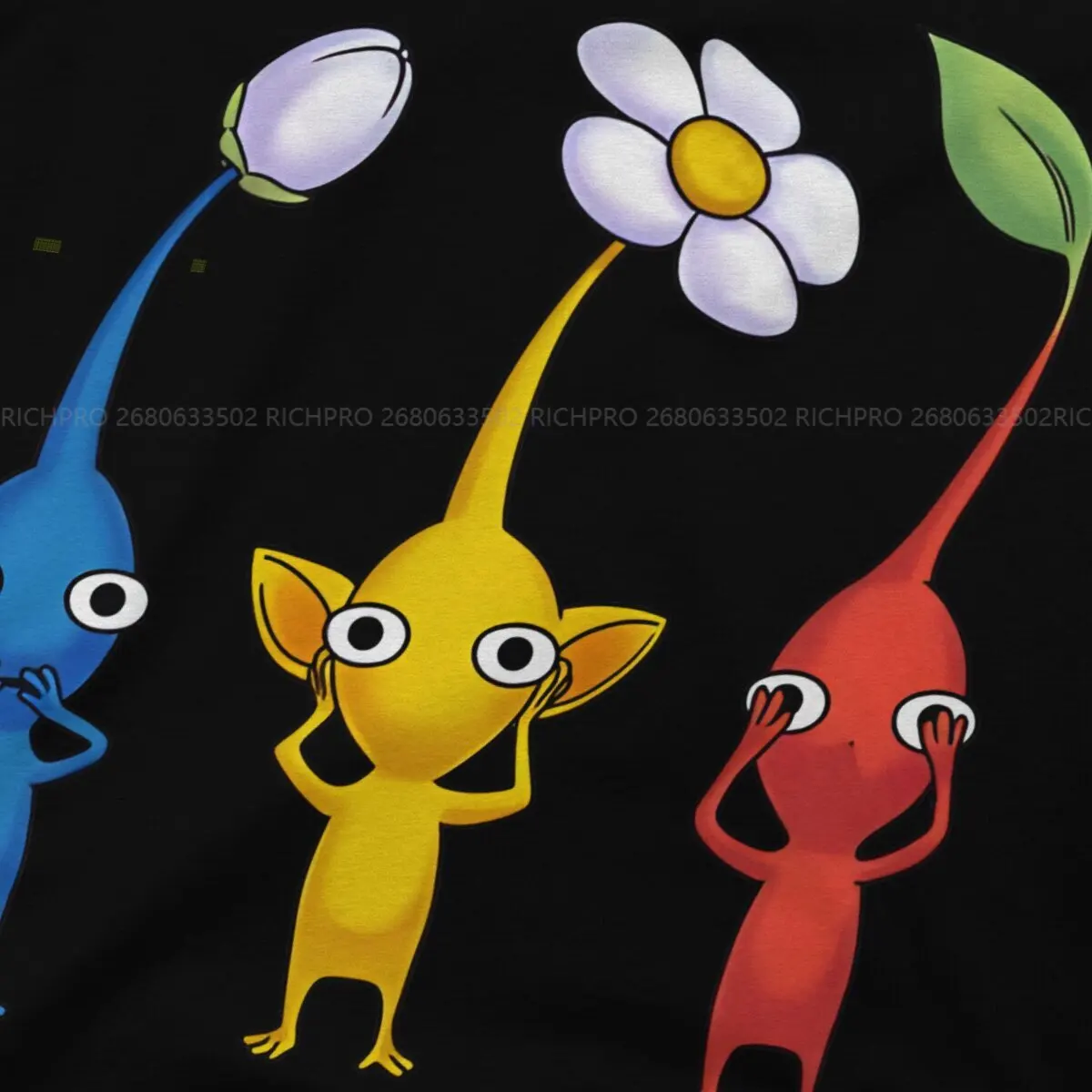 Dos homens três sábio algodão t-shirt, Pikmins jogo, distintivo, streetwear, moderno, original