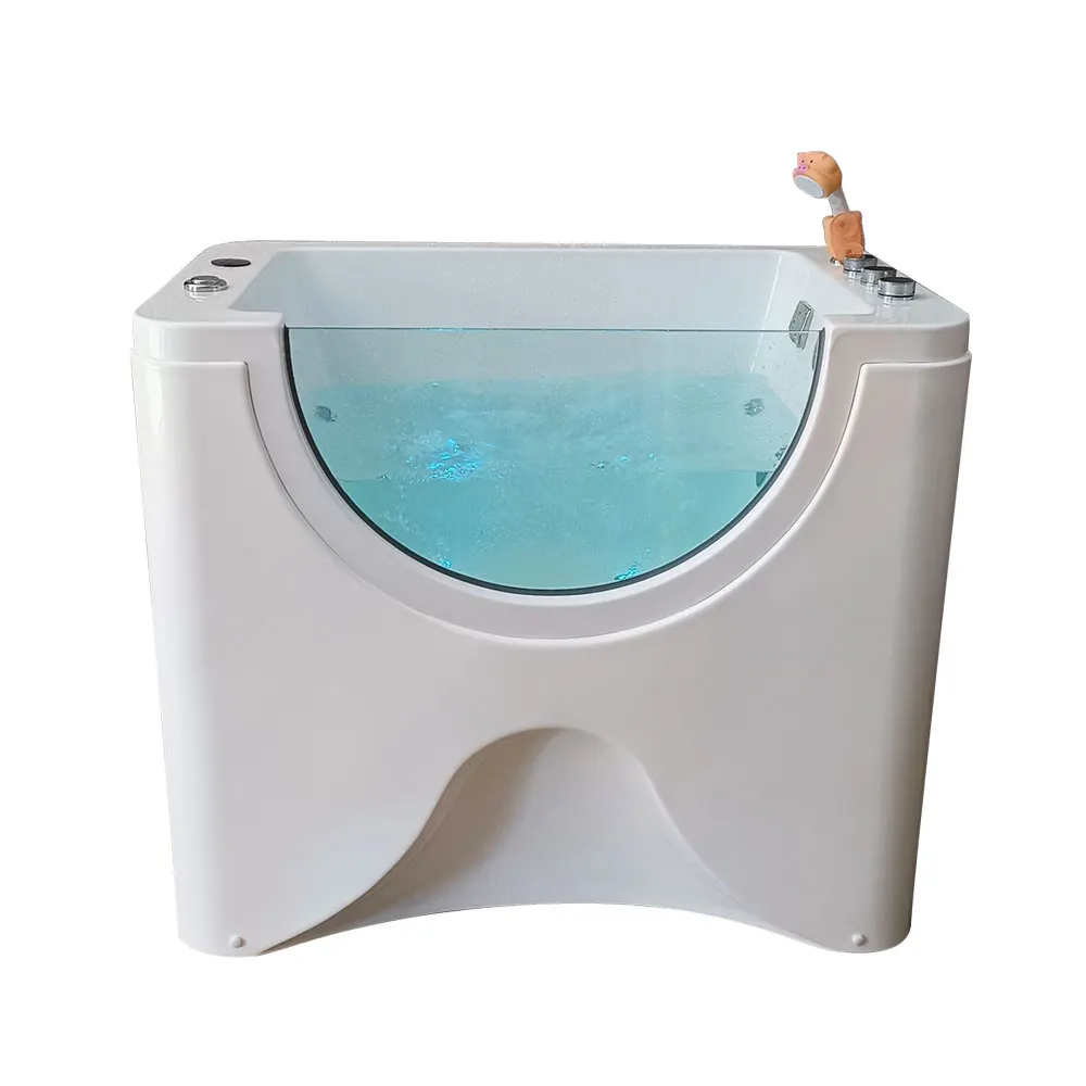 Modern Design Pet Dog Jacuzzier Freestanding Massage Pet Bathtub Wash Grooming LED Pet Spa Bathtub