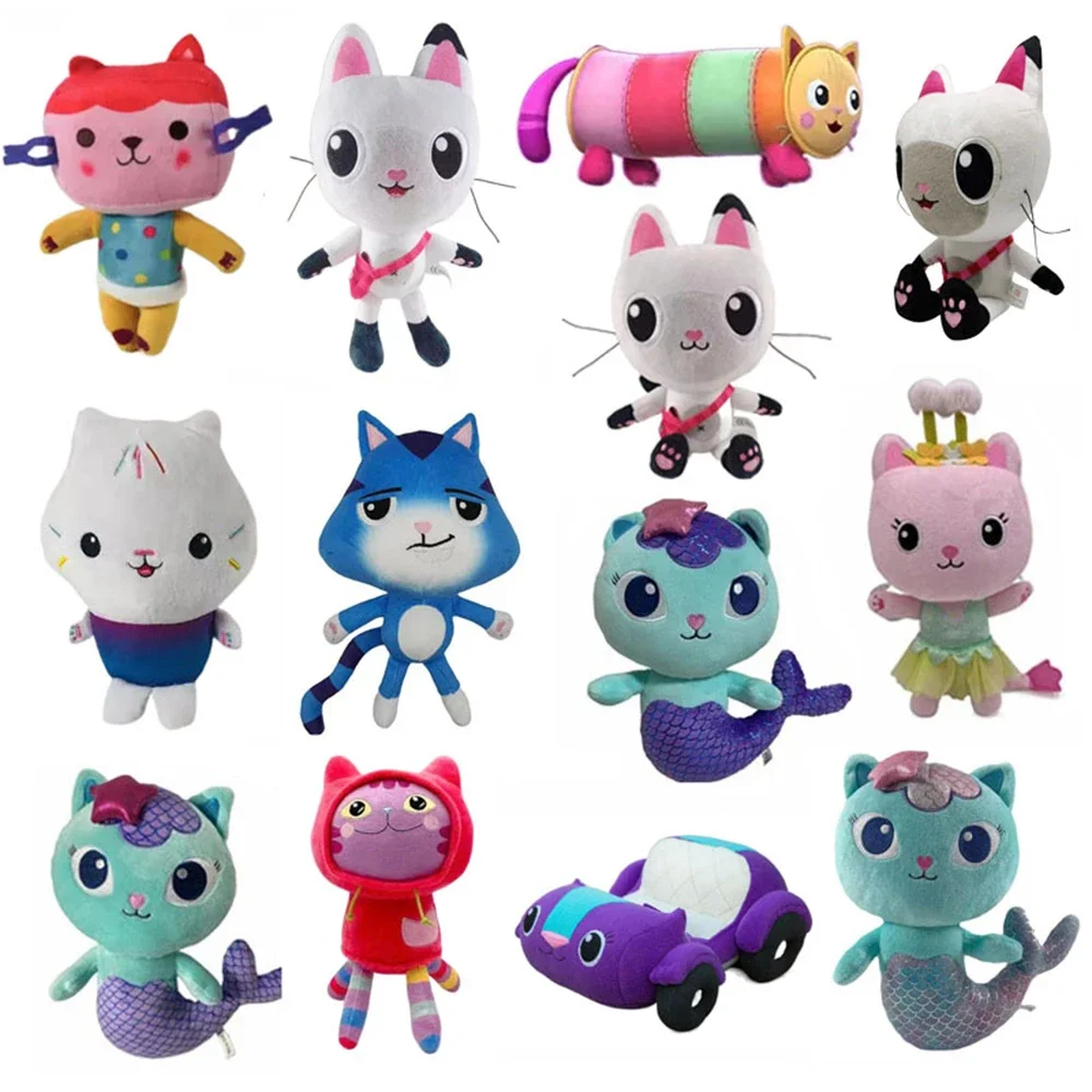 Gabby Dollhouse Plush Toy Mercat Cartoon Stuffed Animals Smiling Cat Car Cat Hug Gaby Girl Dolls Kids Birthday Gifts