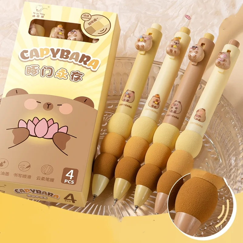 24pcs/lot Kawaii Capybara Panda Press Gel Pen Cute 0.5mm Black Ink Signature Pens Promotional Gift Office School Supplies