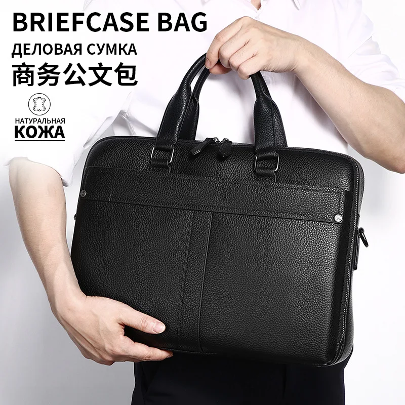 High-end Genuine Leather Men Briefcase Bag 2026 new Business Laptop Bag Shoulder Bags Fashion Office Handbag cowhide Male Bags