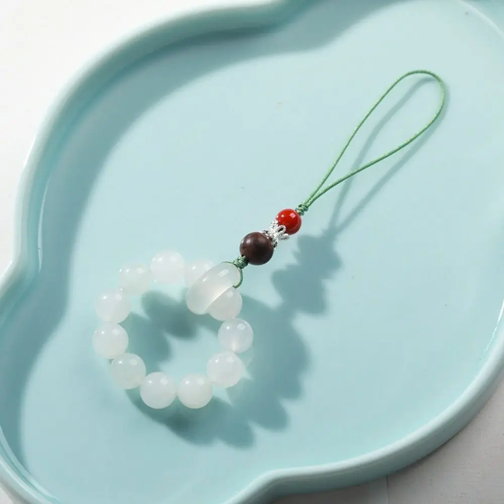 

Cute White Jade Keychain Wen Play Cultural Artifact Car Pendant Bodhi Root Prayer Beads Auto Accessoires Mobile Lanyards