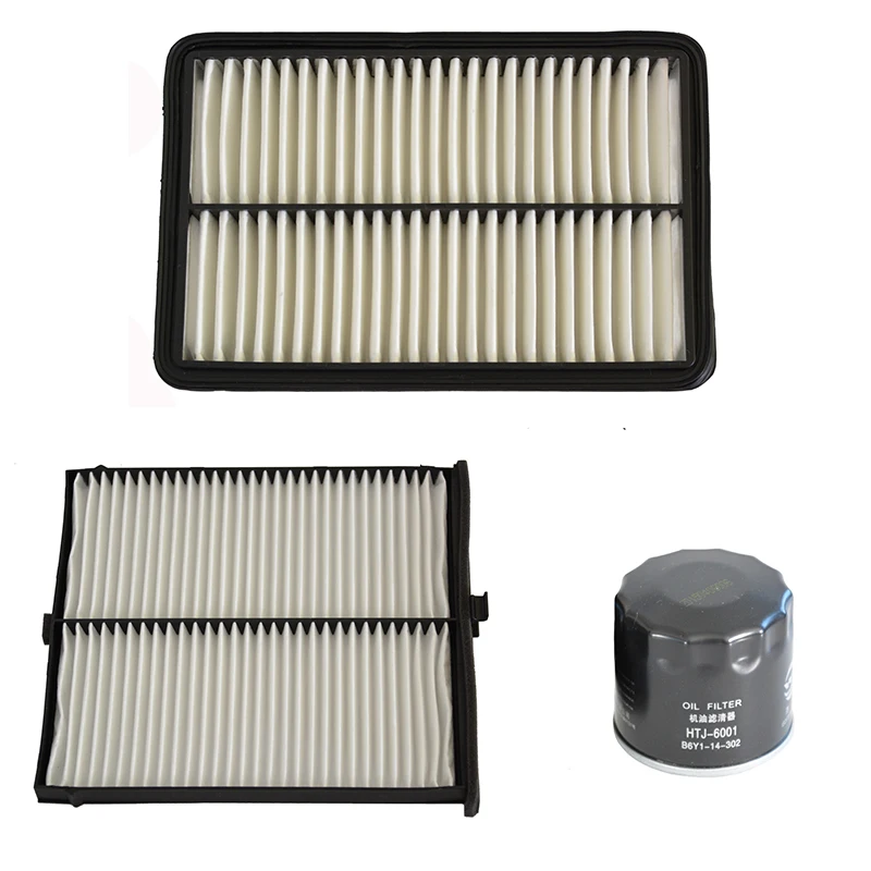 Car Air Cabin Filter Oil Filter Set For Mazda CX5 2.0 2.5 (KE, GH) 2012-2017 (KF) 2017-  3 6 PE07133A0A PE01-14-302 KD45-61-J6X