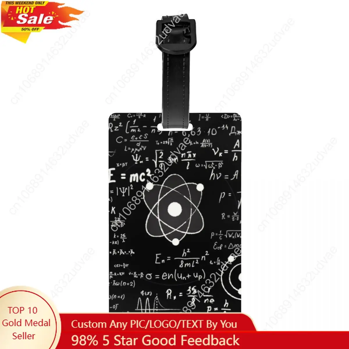 

Custom Geek Math Teacher Luggage Tag Science Physics Travel Bag Suitcase Privacy Cover ID Label