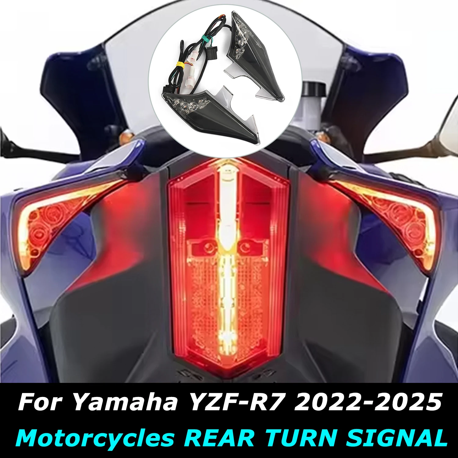 New YZFR7 Motorcycle Rear Turn Signal Light Lamp Blinker For YAMAHA YZF-R7 2022-2025 Integrated LED Rear Turn Signals Indicators