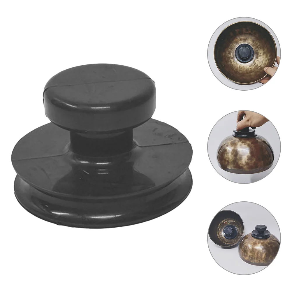 

3 Pcs Buddha Music Bowl Accessories Singing Lifting Handle Sound Suction Cups Rubber Meditation