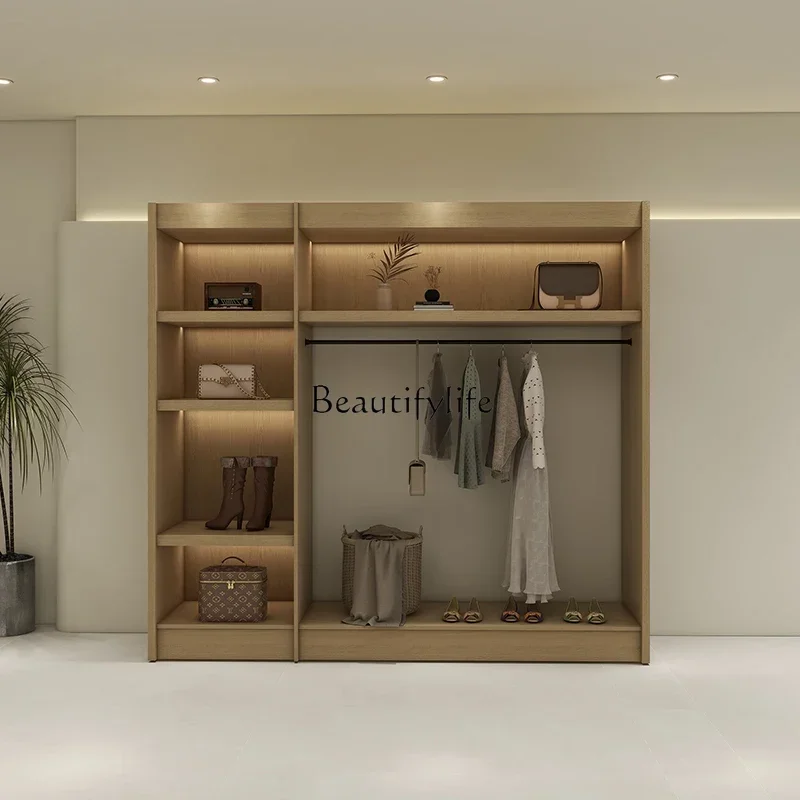 

13 Vintage Clothing Display Storage Cabinet Custom Wall-Mounted Wardrobe with Light Strip