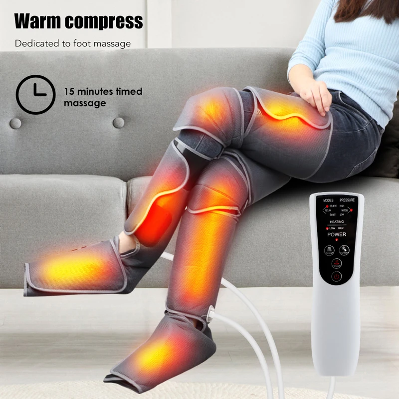 Leg Air Pressotherapy Massager Heated Foot And Knee Promote Blood Circulation Relieve Legs Muscle Pain Massage Appliances