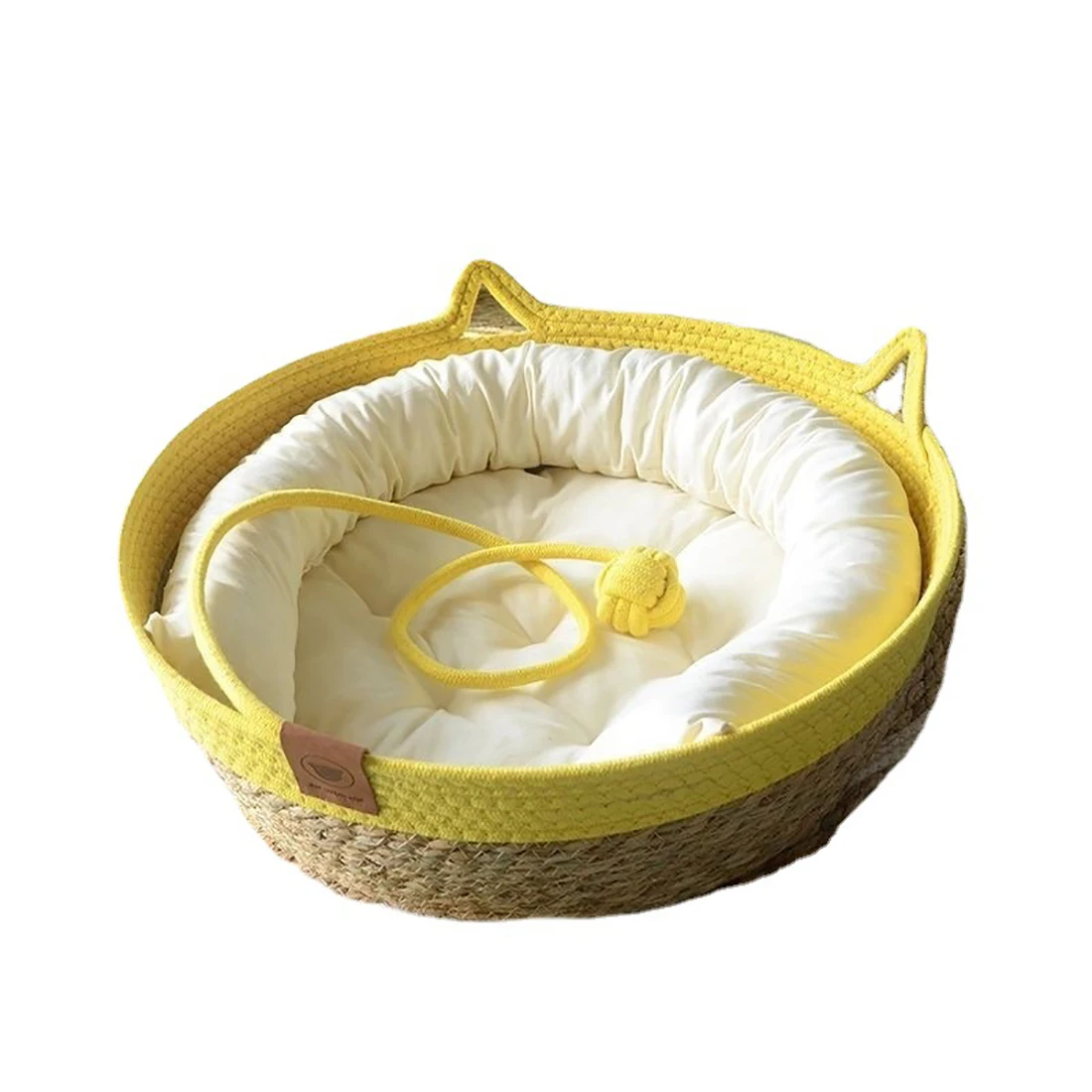 Cat Bed House Dog Kennel Rattan Straw Plaited Kitten Cushion Basket Tent Scratching Board Ball Puppy Nest Mat Indoor Pet Supply