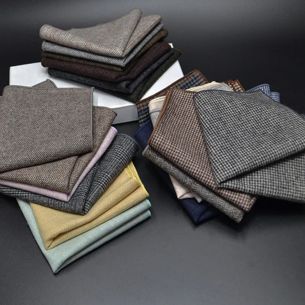 

23*23 см новый винтажный шерстяной нагрудный платок в клетку, черный носовой платок, мужской деловой костюм, аксессуары для галстука, шарф, платки, смокинг, галстук