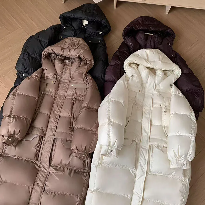파커 겨울 따뜻한 후드 루즈핏 고품질 두꺼운 여성 다운 재킷 2025 신상 우아한 화이트 덕다운 여성 다운 재킷 H493