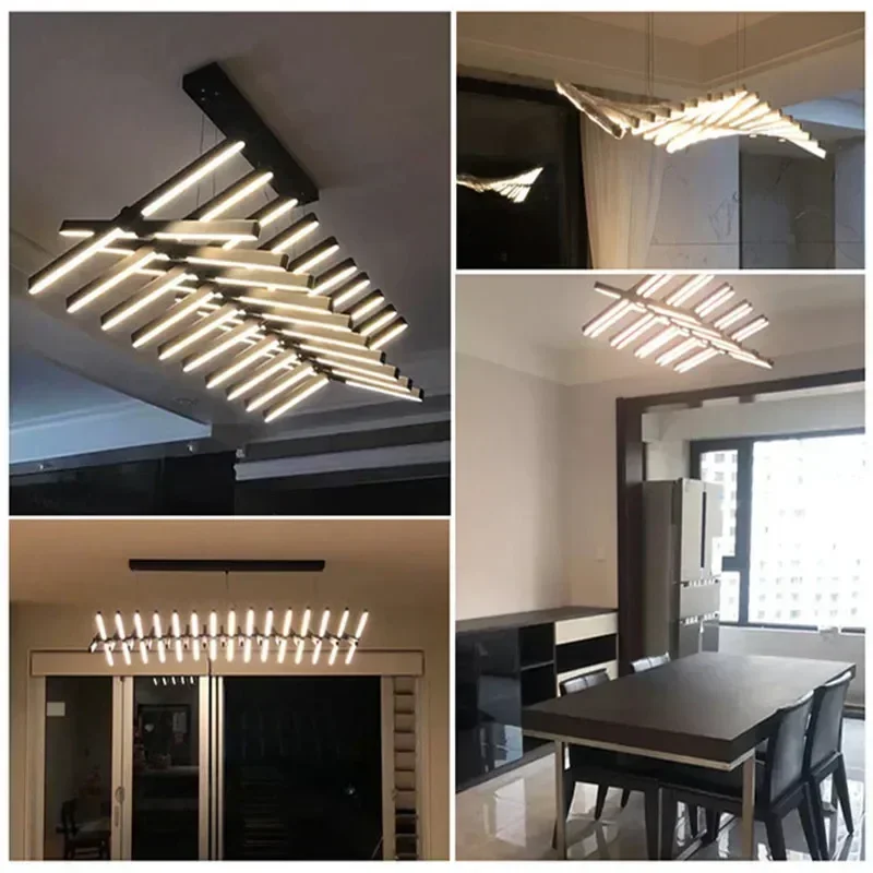 Imagem -05 - Criativo Led Lustre Sala de Estar Novidade Arte Pingente Lâmpadas Sala Jantar Barra Suspensão Luminária 2023 Novo