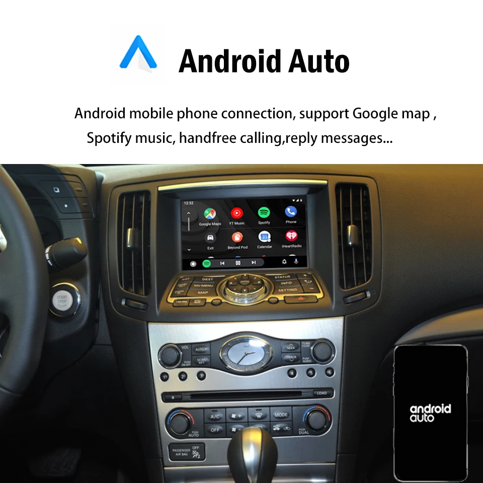 AZTON Auto Navigation Upgrade Kit Android Auto Wireless Apple CarPlay For Nissan 370z Patrol Y62 Armada Phthfinder R35 GT-R