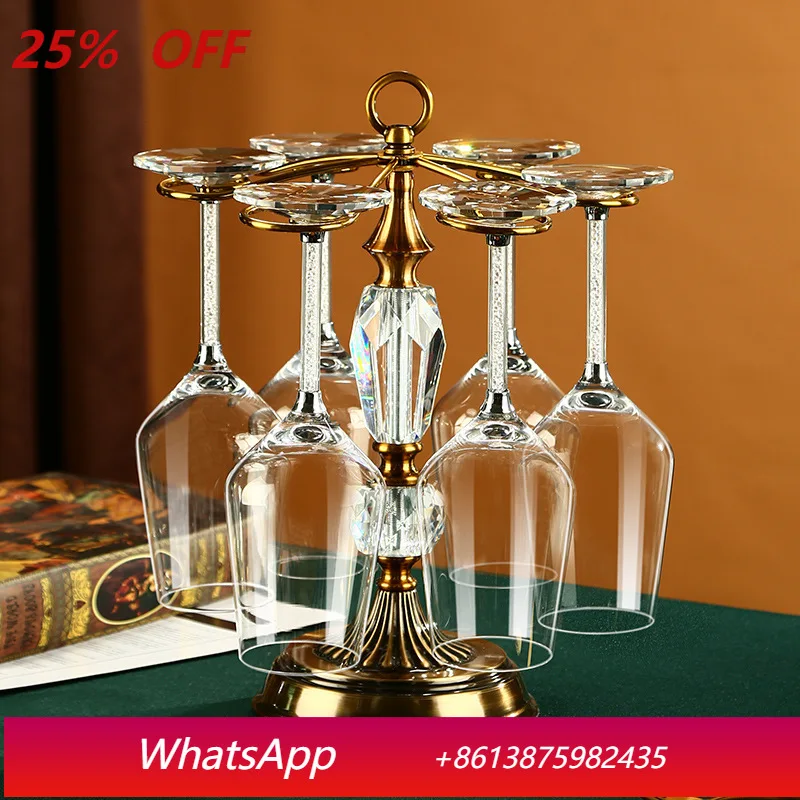 6Pcs high-grade gold light luxury red wine  holder set, rotating tumbler decanter, crystal glass wine glass.