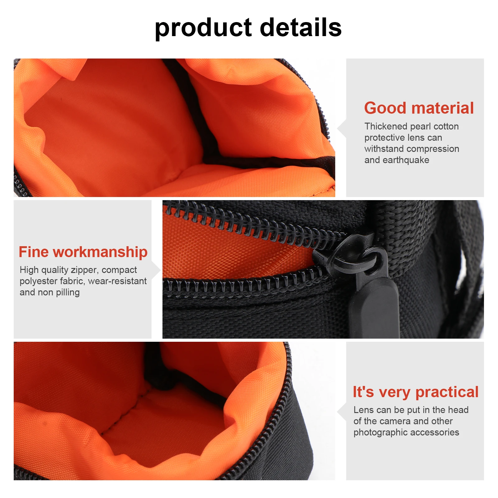 

Small Lens Bag Durable H y Long time Use Compact Size Large Capacity Portable Camera Storage Bag Travel Outdoor Use